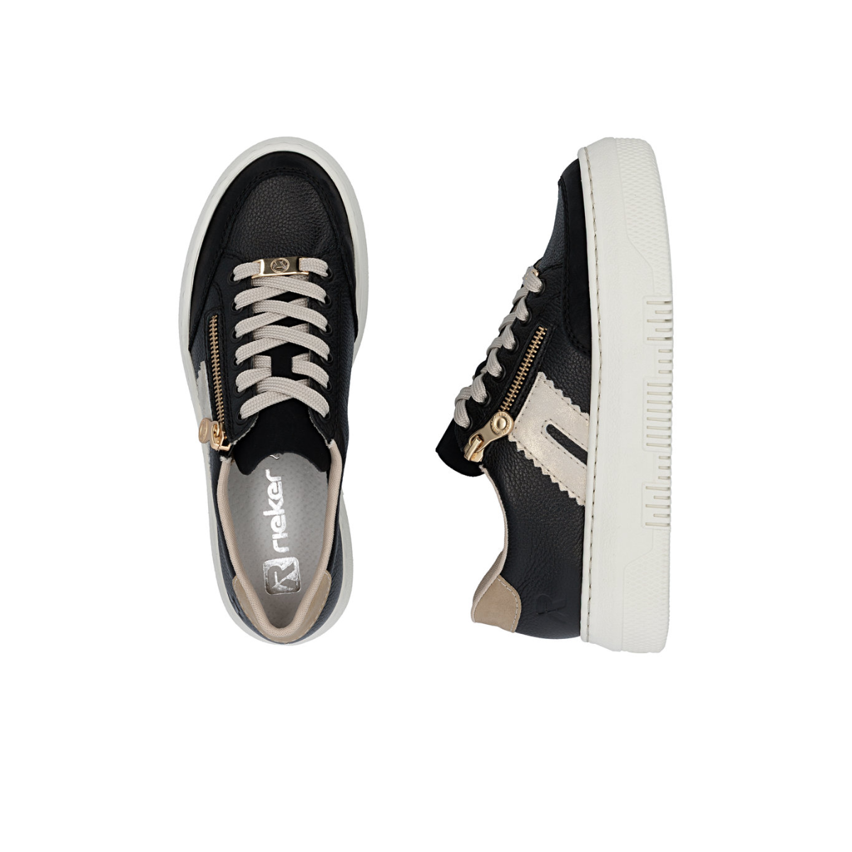 Rieker ženske polucipele M1912-00 Lak Korak